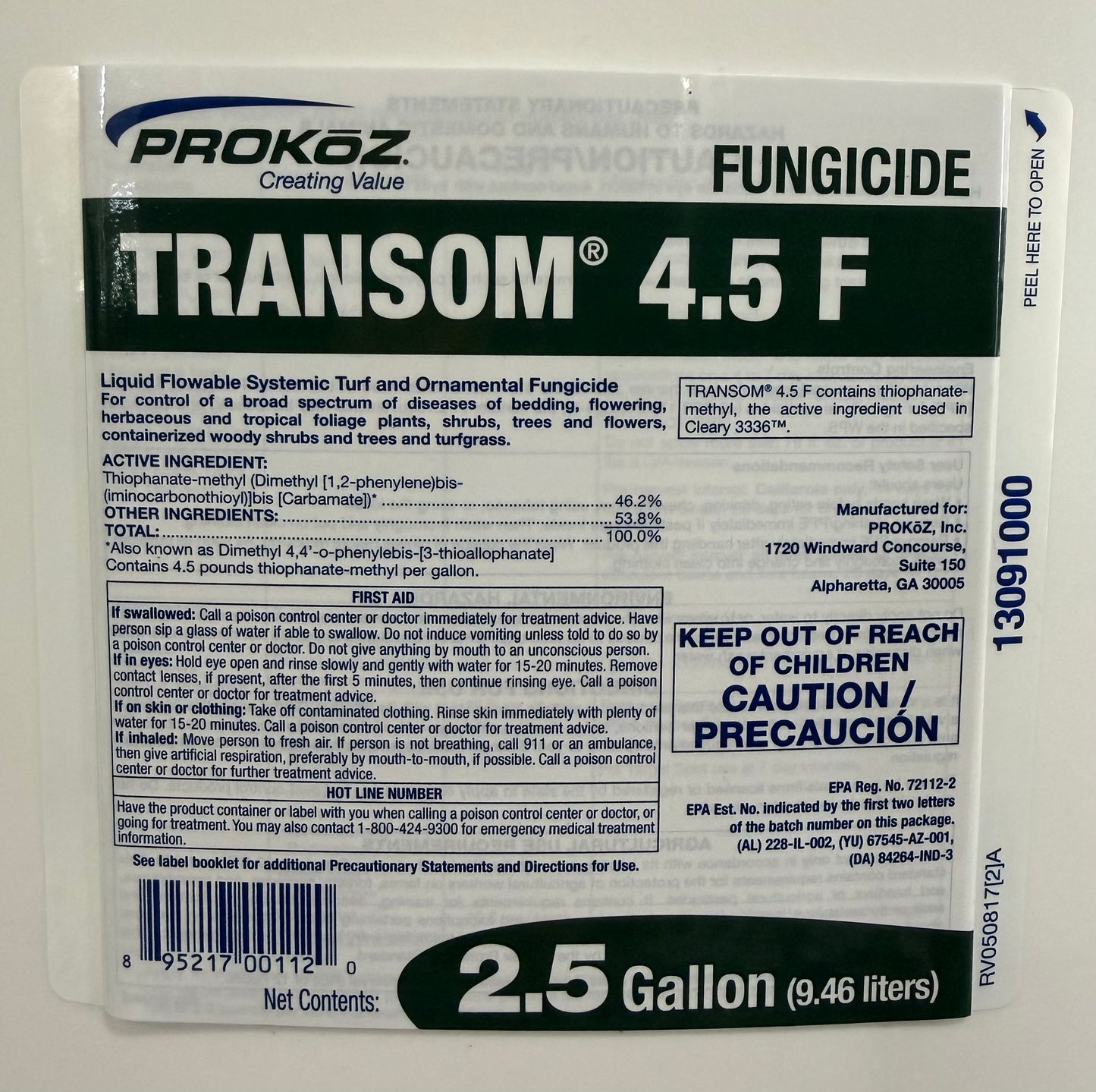 Transom 4.5F Fungicide 2.5 Gallons