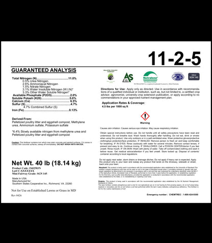 11-2-5 Granular MU 65% Poultry Litter 40 Pound Bags