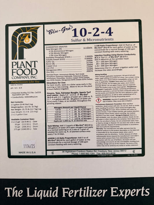 Plant Food Company 10-2-4 Sulfur & Micronutrients 2.5 Gallons