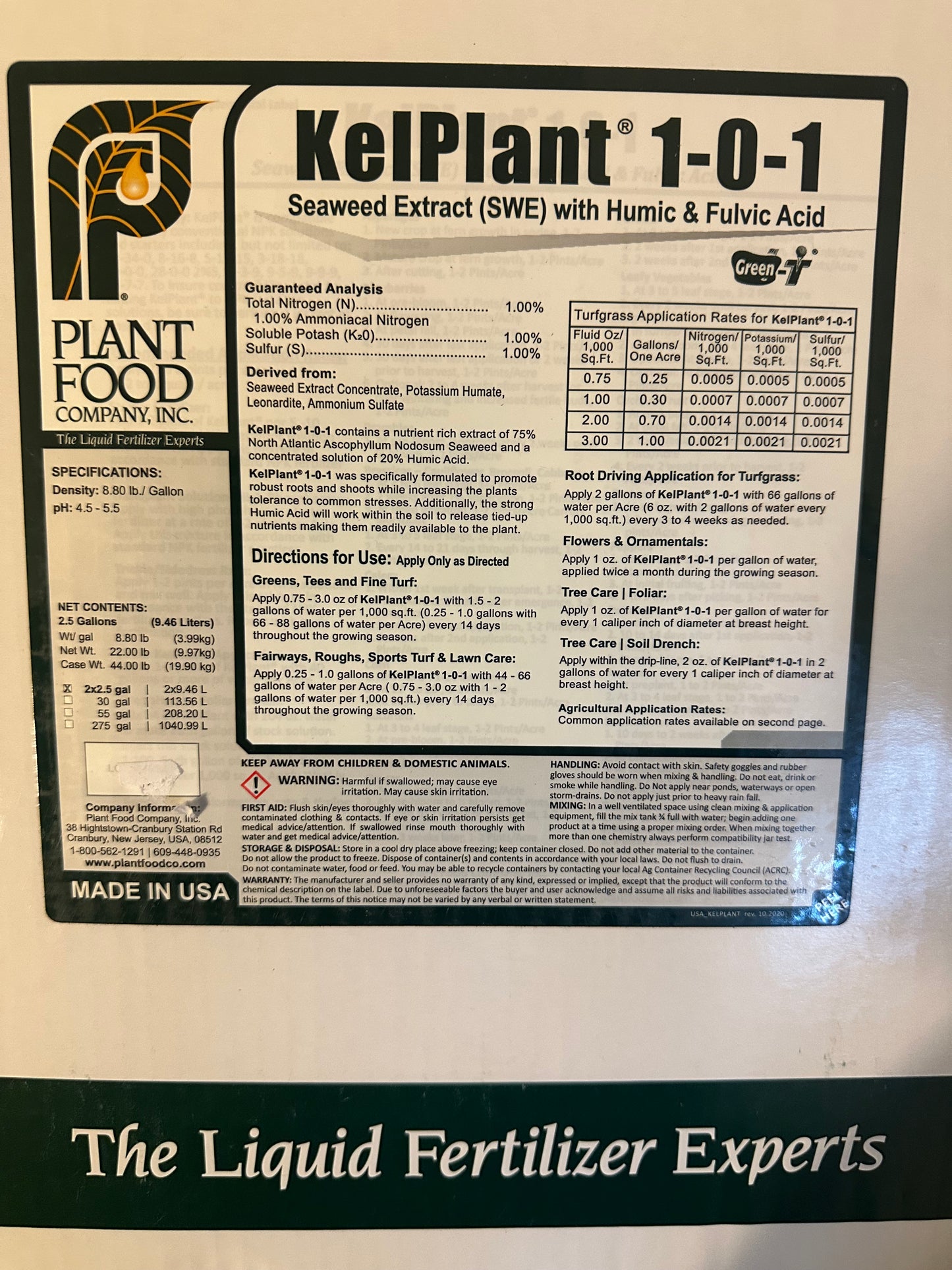 Plant Food Company KelPlant 1-0-1 2.5 Gallons