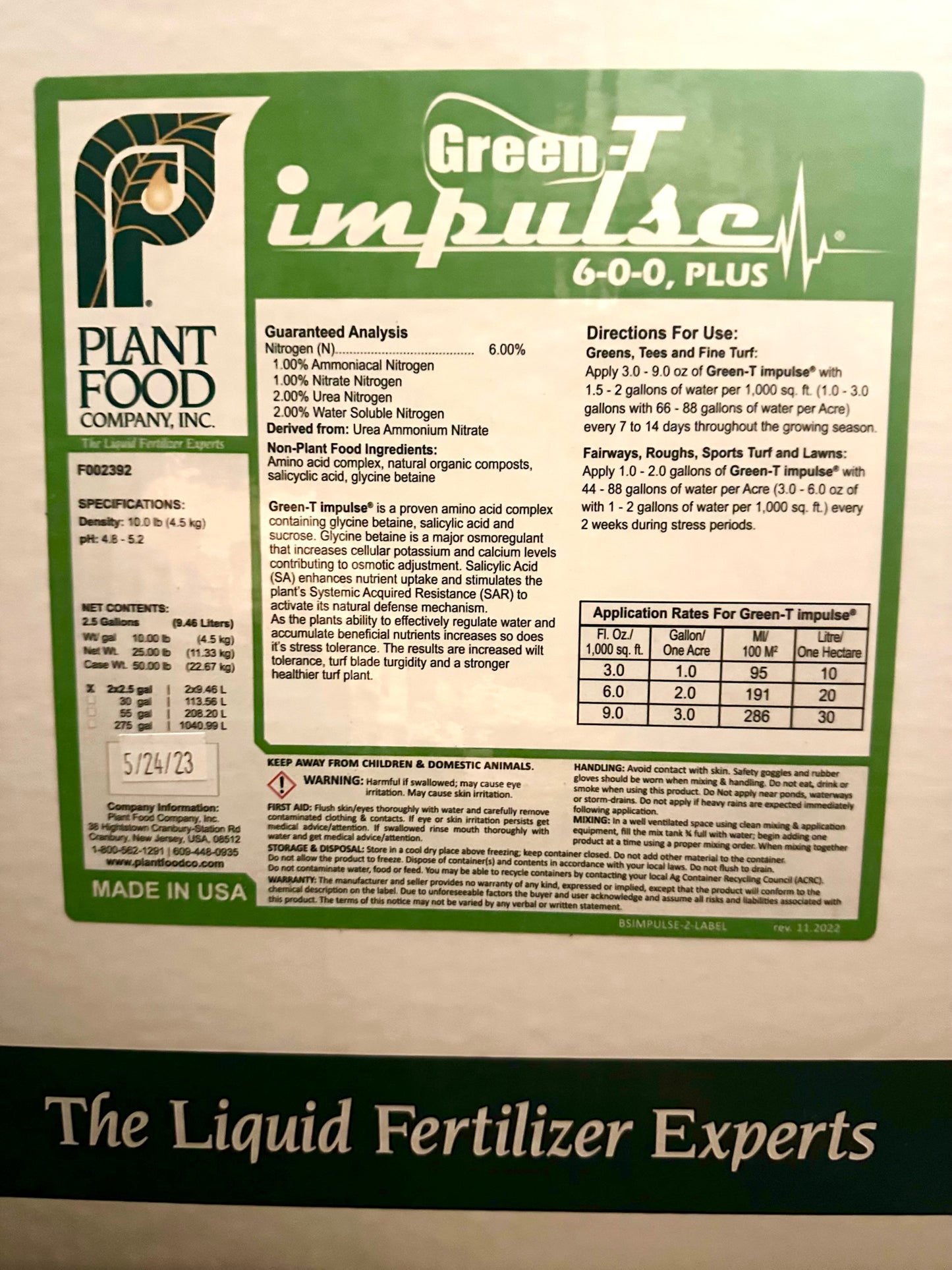 Plant Food Company Impulse Green-T 2.5 Gallons