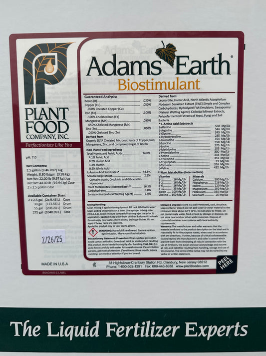 Plant Food Company Adams Earth 2.5 Gallons