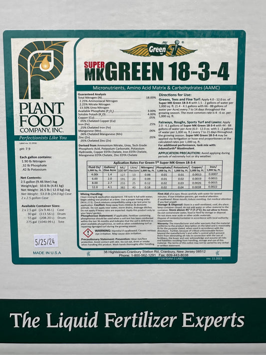 Plant Food Company 18-3-4 MK Green 2.5 Gallons