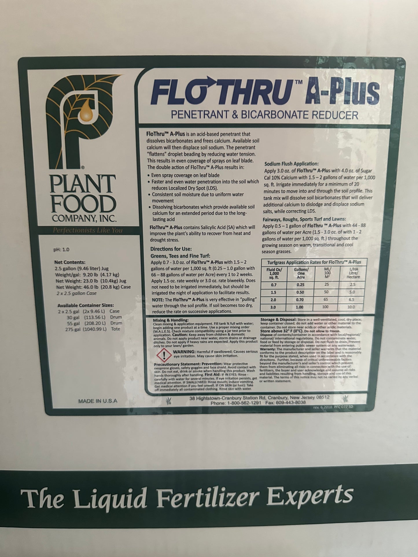 Plant Food Company Flo Thru A-Plus 2.5 Gallons