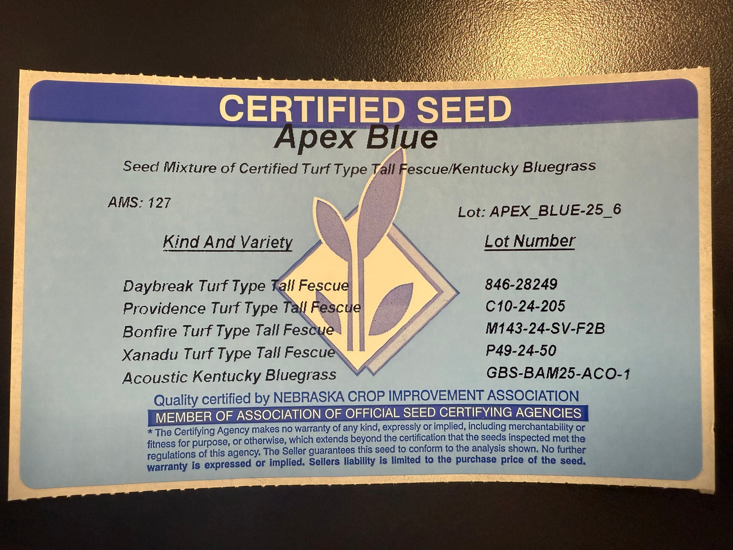 Apex Blue TTTF/KBG 50 Pound Bag (FREE SHIPPING)