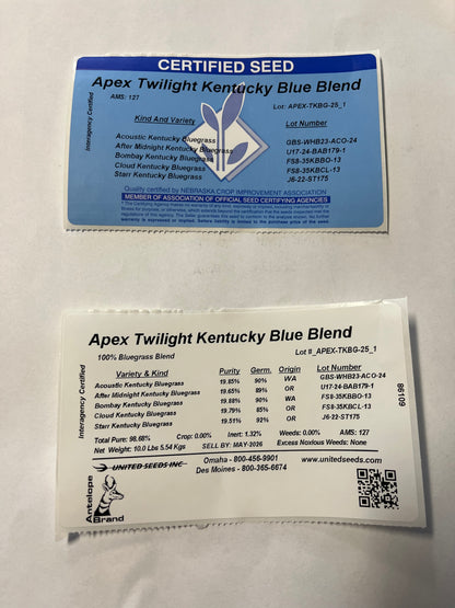 Apex Twilight Kentucky Blue Grass 25 Pound Bag (FREE SHIPPING)